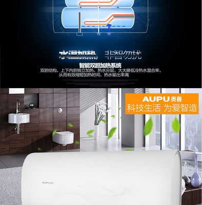 奧普(AUPU) DSZF-E2 40L電熱水器 雙膽速熱，纖薄設計，高效制熱